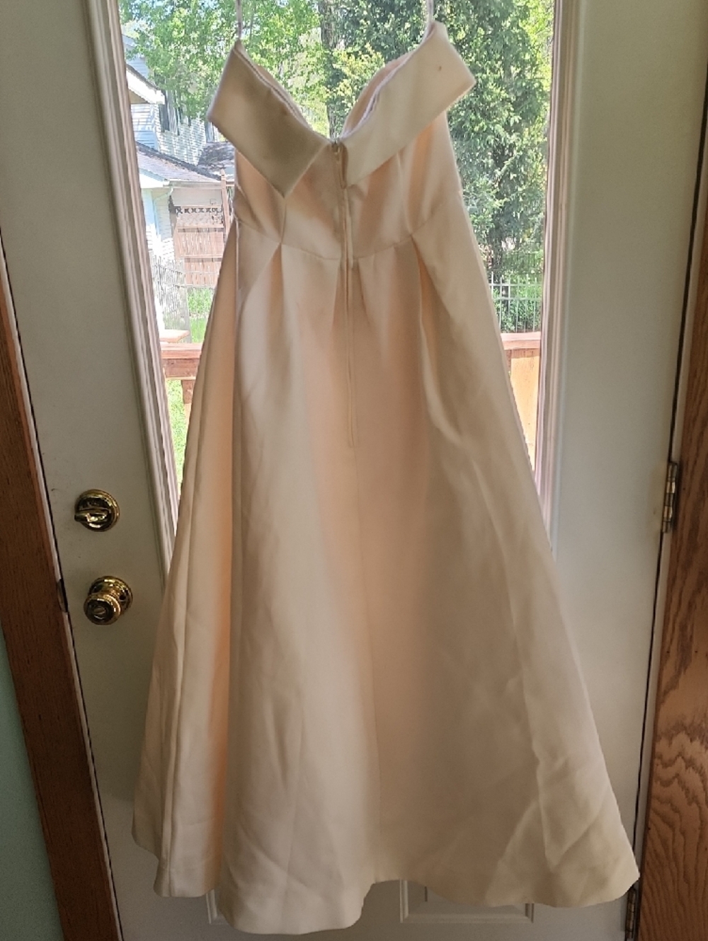 Club L London Strapless Ivory Midi Dress with Lavender Floral Accent - Picture 5 of 6